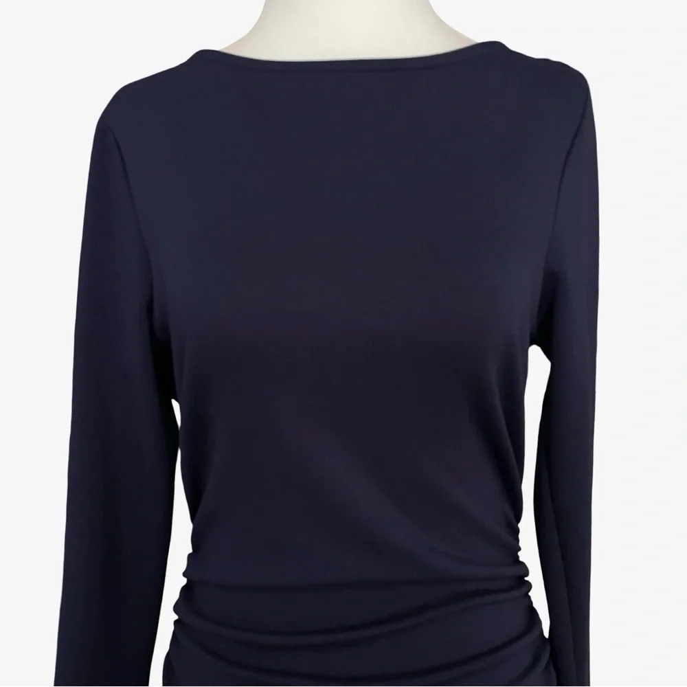 Anthropologie Long-Sleeve Cowl-Back Maxi Dress Navy Blue Medium NWT - Picture 5 of 13